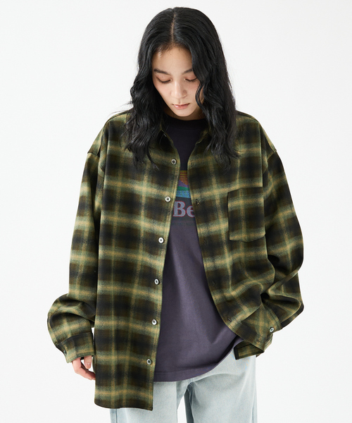 Revo.(レボ)の「【Revo.レボ】 オンブレーチェックシャツ/ルーズフィット /セットアップ/ユニセックス(シャツ/ブラウス・メンズ・パープル/ブラウン/ブルー/グリーン・M/L)」の7枚目の写真