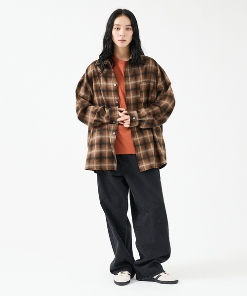 Revo.(レボ)の「【Revo.レボ】 オンブレーチェックシャツ/ルーズフィット /セットアップ/ユニセックス(シャツ/ブラウス・メンズ・パープル/ブラウン/ブルー/グリーン・M/L)」の21枚目の写真
