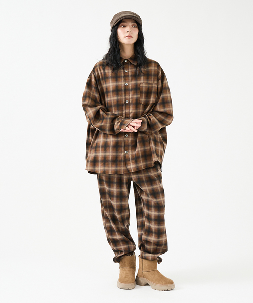 Revo.(レボ)の「【Revo.レボ】 オンブレーチェックシャツ/ルーズフィット /セットアップ/ユニセックス(シャツ/ブラウス・メンズ・パープル/ブラウン/ブルー/グリーン・M/L)」の20枚目の写真