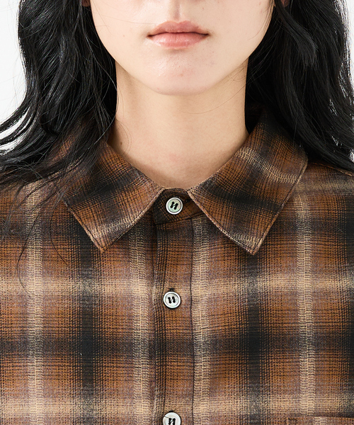 Revo.(レボ)の「【Revo.レボ】 オンブレーチェックシャツ/ルーズフィット /セットアップ/ユニセックス(シャツ/ブラウス・メンズ・パープル/ブラウン/ブルー/グリーン・M/L)」の16枚目の写真