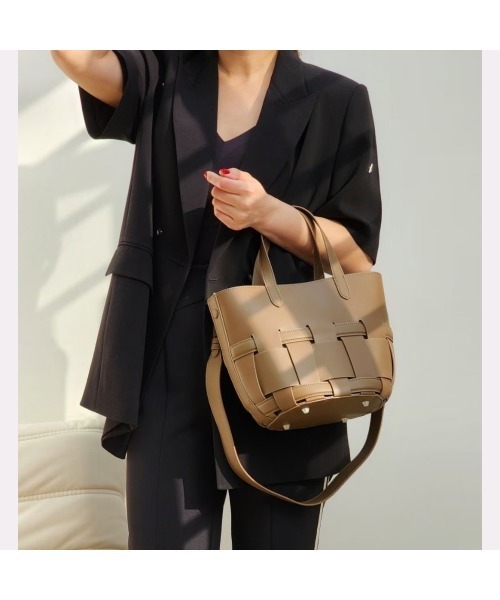 複数割-200★E70、TバックM×2セット♡ LEATHER トート/2wayショルダー 編み込みバッグ（ショルダーバッグ