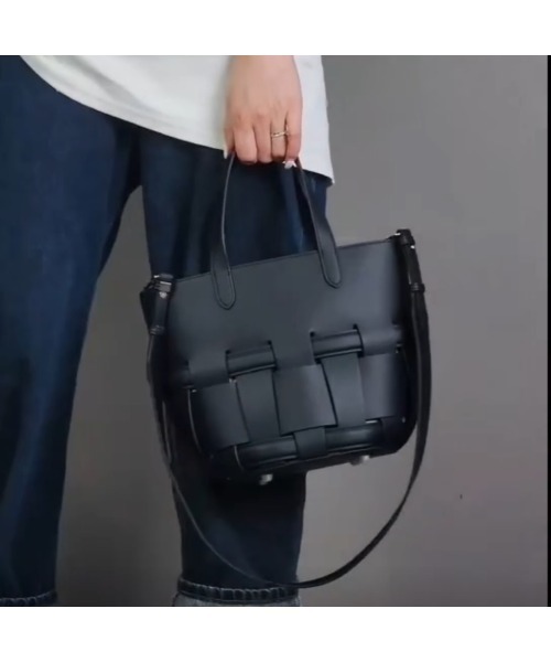 セール】LEATHER トート/2wayショルダー 編み込みバッグ（ショルダー