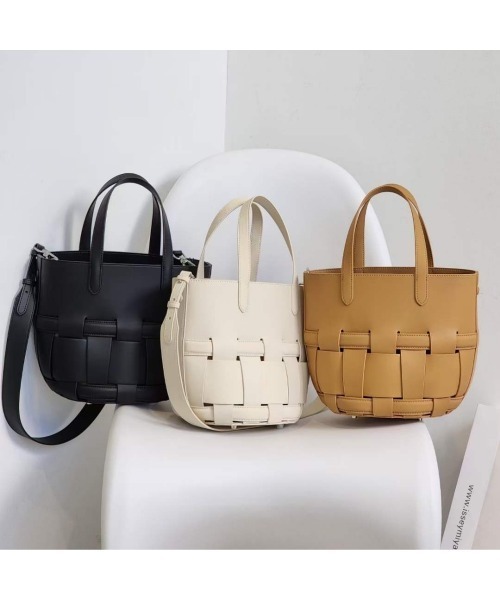 Tomieco(トミエコ)の「LEATHER トート/2wayショルダー 編み込みバッグ(ショルダーバッグ・レディース・オフホワイト/ブラック/ブラウン系その他/ダークブラウン・FREE)」の21枚目の写真
