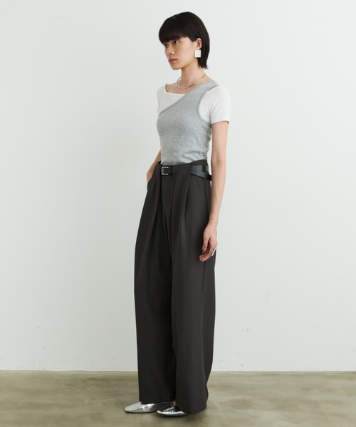 DFFUR.(ディフル)の「ワイドタックループスラックス(スラックス・レディース・ボルドー/チャコールグレー・MEDIUM/LARGE/SMALL)」の6枚目の写真