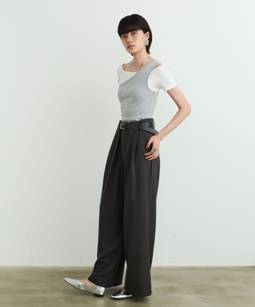 DFFUR.(ディフル)の「ワイドタックループスラックス(スラックス・レディース・ボルドー/チャコールグレー・MEDIUM/LARGE/SMALL)」の7枚目の写真