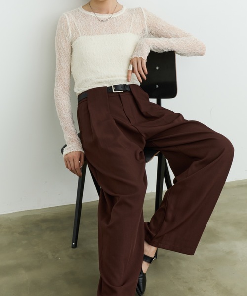 DFFUR.(ディフル)の「ワイドタックループスラックス(スラックス・レディース・ボルドー/チャコールグレー・MEDIUM/LARGE/SMALL)」の3枚目の写真