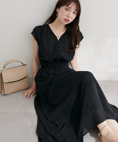 natural couture(ナチュラルクチュール)の「WEB限定 /【プチナチュ】ウエストシャーリングワンピース(ワンピース・レディース・ベージュ/その他1/ブラック・SMALL/MEDIUM)」の2枚目の写真