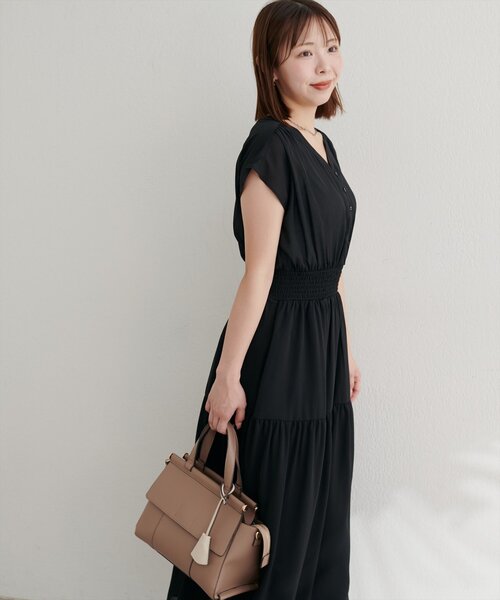 natural coutureプチナチュウエストシャーリングワンピース　Sサイズ WEB限定 /【プチナチュ】ウエストシャーリングワンピース