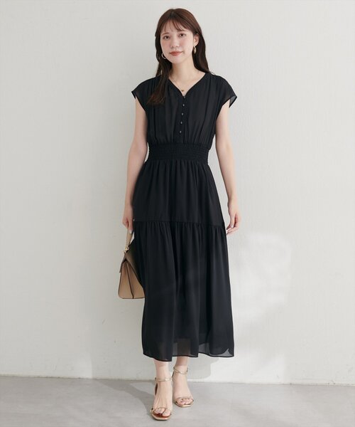 natural couture(ナチュラルクチュール)の「WEB限定 /【プチナチュ】ウエストシャーリングワンピース(ワンピース・レディース・ベージュ/その他1/ブラック・SMALL/MEDIUM)」の5枚目の写真