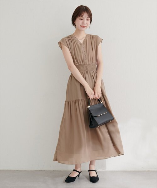 natural couture(ナチュラルクチュール)の「WEB限定 /【プチナチュ】ウエストシャーリングワンピース(ワンピース・レディース・ベージュ/その他1/ブラック・SMALL/MEDIUM)」の18枚目の写真