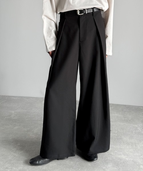 セール】インタックワイドフレアスラックス／In-Tuck Design Wide