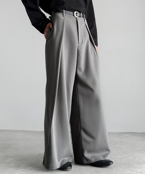 Classical Origin（クラシカルオリジン）の「インタックワイドフレアスラックス／In-Tuck Design Wide Flared Pants（スラックス・メンズ・チャコール/杢グレー/ブラック・SMALL/MEDIUM/LARGE）」の8枚目の写真