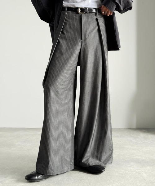 Classical Origin（クラシカルオリジン）の「インタックワイドフレアスラックス／In-Tuck Design Wide Flared Pants（スラックス・メンズ・チャコール/杢グレー/ブラック・SMALL/MEDIUM/LARGE）」の12枚目の写真