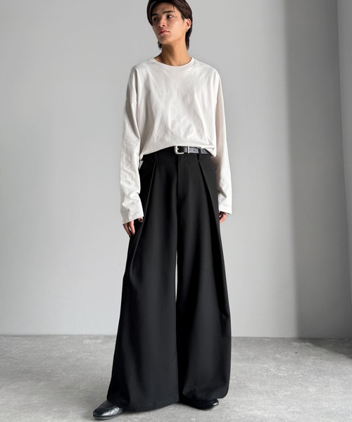 Classical Origin（クラシカルオリジン）の「インタックワイドフレアスラックス／In-Tuck Design Wide Flared Pants（スラックス・メンズ・チャコール/杢グレー/ブラック・SMALL/MEDIUM/LARGE）」の6枚目の写真
