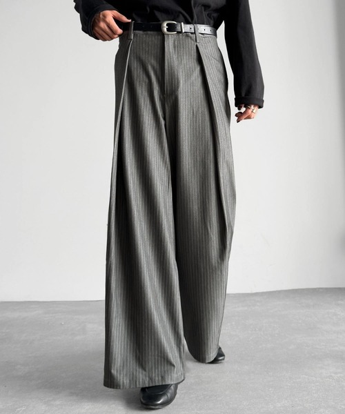 セール】インタックワイドフレアスラックス／In-Tuck Design Wide