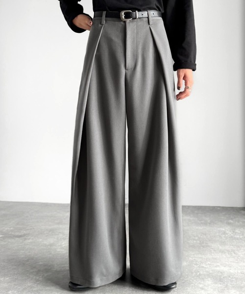 Classical Origin（クラシカルオリジン）の「インタックワイドフレアスラックス／In-Tuck Design Wide Flared Pants（スラックス・メンズ・チャコール/杢グレー/ブラック・SMALL/MEDIUM/LARGE）」の15枚目の写真