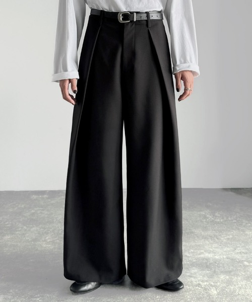 Classical Origin（クラシカルオリジン）の「インタックワイドフレアスラックス／In-Tuck Design Wide Flared Pants（スラックス・メンズ・チャコール/杢グレー/ブラック・SMALL/MEDIUM/LARGE）」の18枚目の写真