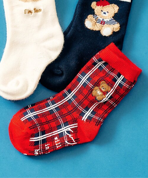 apres les cours(アプレレクール)の「tiny bear 3柄アソートソックス(ソックス/靴下・キッズ・レッド/ネイビー/オフホワイト・21/15 /18/12)」の3枚目の写真