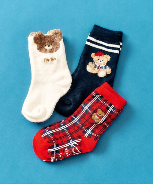apres les cours(アプレレクール)の「tiny bear 3柄アソートソックス(ソックス/靴下・キッズ・レッド/ネイビー/オフホワイト・21/15 /18/12)」の12枚目の写真