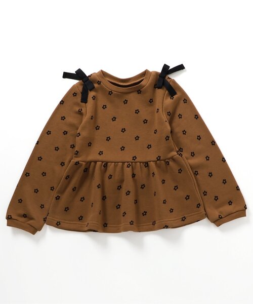 apres les cours（アプレレクール）の「肩リボンペプラムトレーナー（スウェット・キッズ・その他3/ネイビー/キャメル/ローズ/アイボリー/サックスブルー・80/90/100/110/120/130/140）」の4枚目の写真