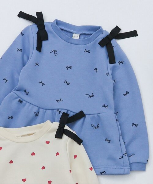 apres les cours（アプレレクール）の「肩リボンペプラムトレーナー（スウェット・キッズ・その他3/ネイビー/キャメル/ローズ/アイボリー/サックスブルー・80/90/100/110/120/130/140）」の3枚目の写真