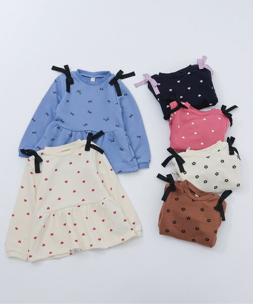 apres les cours（アプレレクール）の「肩リボンペプラムトレーナー（スウェット・キッズ・その他3/ネイビー/キャメル/ローズ/アイボリー/サックスブルー・80/90/100/110/120/130/140）」の16枚目の写真