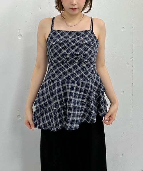archives（アルシーヴ）の「チェックアシメチュニック（シャツ/ブラウス・レディース・ブラック/ネイビー・MEDIUM）」の3枚目の写真