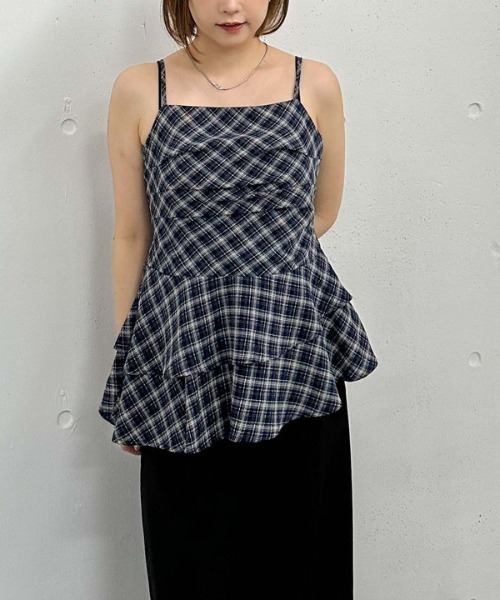 archives（アルシーヴ）の「チェックアシメチュニック（シャツ/ブラウス・レディース・ブラック/ネイビー・MEDIUM）」の4枚目の写真