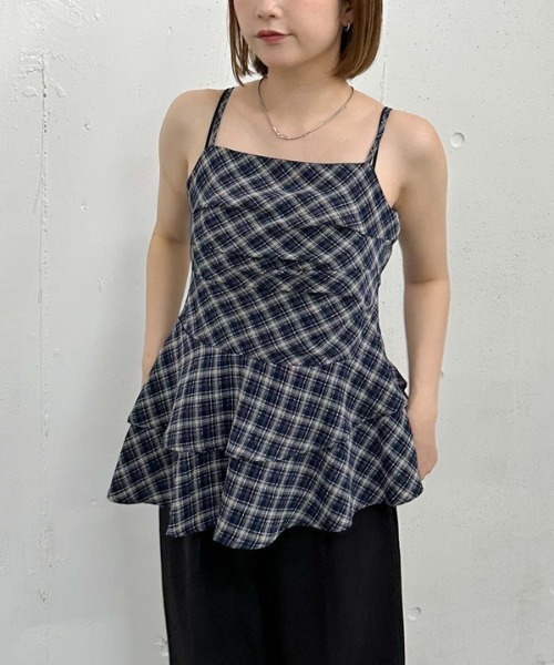 archives（アルシーヴ）の「チェックアシメチュニック（シャツ/ブラウス・レディース・ブラック/ネイビー・MEDIUM）」の5枚目の写真