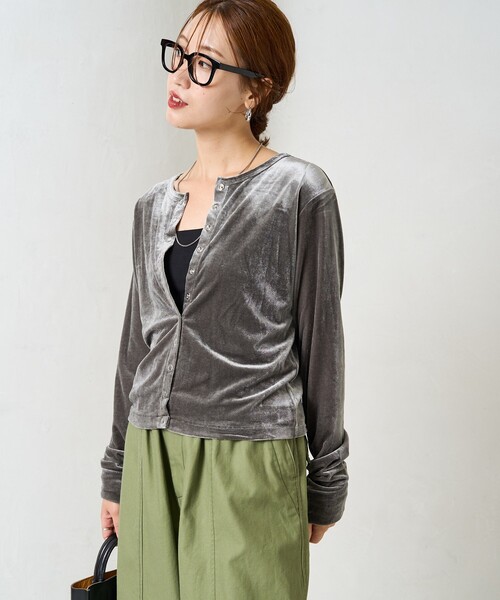 セール】限定展開 ベロア ボタン カーディガン（カーディガン/ボレロ