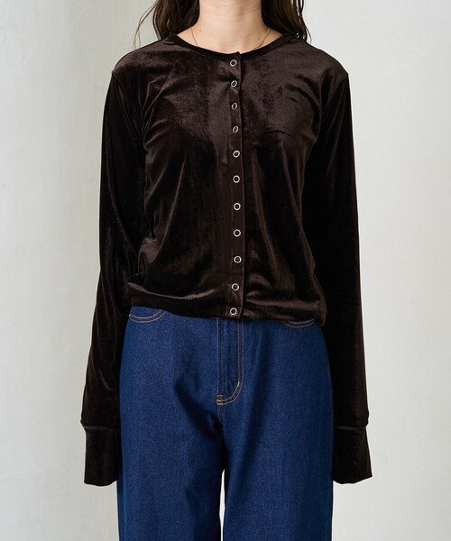 A/Pベロアボレロ セール】シアーベロアカーディガン（カーディガン/ボレロ