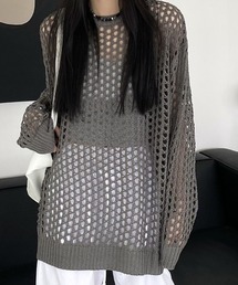 メッシュ編みルーズニット
