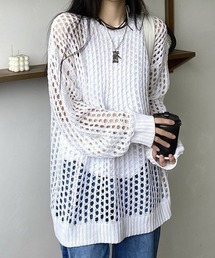 メッシュ編みルーズニット