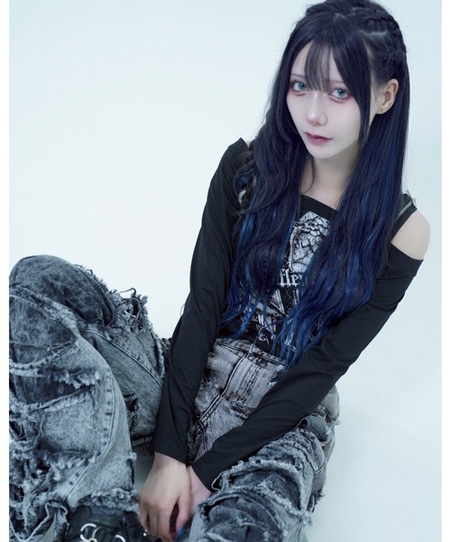 REFLEM(レフレム)の「『REFLEM/レフレム』ジップベルトオフショルL/S Tee/ロングスリーブカットソー(Tシャツ/カットソー・レディース・ホワイト/ブラック・L/M)」の7枚目の写真