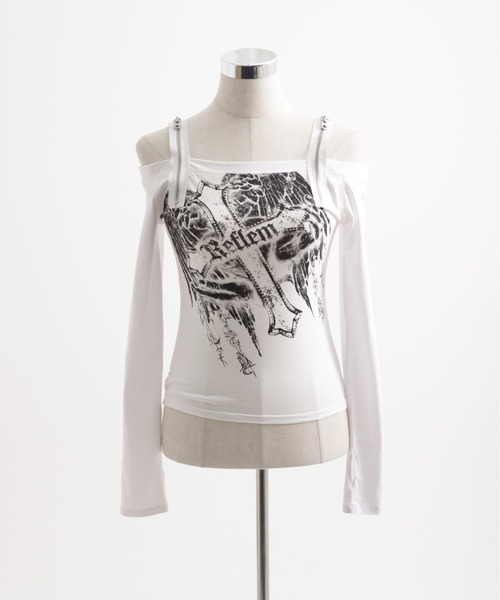 REFLEM(レフレム)の「『REFLEM/レフレム』ジップベルトオフショルL/S Tee/ロングスリーブカットソー(Tシャツ/カットソー・レディース・ホワイト/ブラック・L/M)」の17枚目の写真