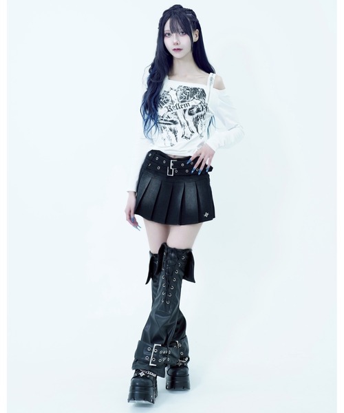 REFLEM(レフレム)の「『REFLEM/レフレム』ジップベルトオフショルL/S Tee/ロングスリーブカットソー(Tシャツ/カットソー・レディース・ホワイト/ブラック・L/M)」の10枚目の写真