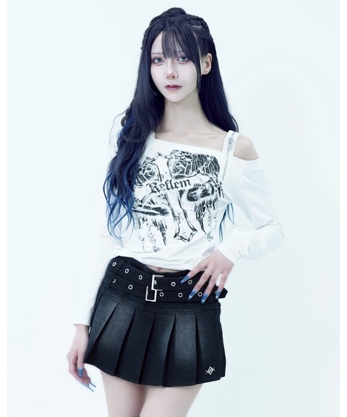 REFLEM(レフレム)の「『REFLEM/レフレム』ジップベルトオフショルL/S Tee/ロングスリーブカットソー(Tシャツ/カットソー・レディース・ホワイト/ブラック・L/M)」の8枚目の写真