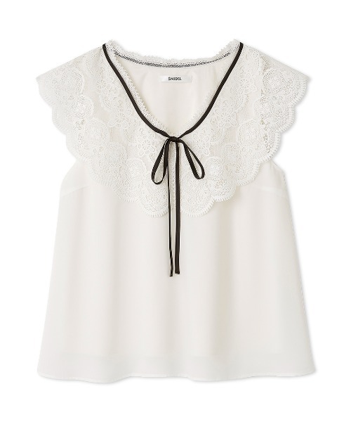 SNIDEL（スナイデル）の「エンブロイダリーレースカラーブラウス（シャツ/ブラウス・レディース・ブラック/ホワイト/ボルドー・F）」の7枚目の写真