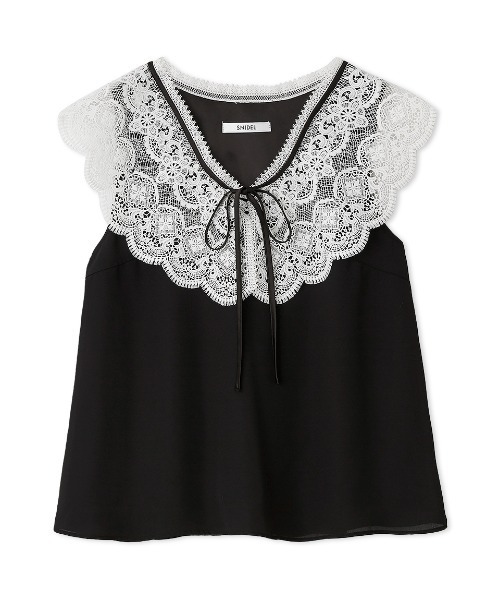 SNIDEL（スナイデル）の「エンブロイダリーレースカラーブラウス（シャツ/ブラウス・レディース・ブラック/ホワイト/ボルドー・F）」の8枚目の写真