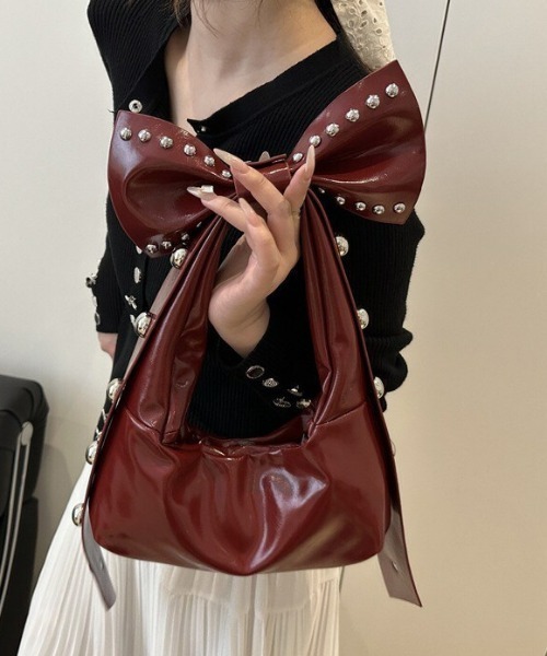 almo(アルモ)の「【portulaca】リボンスタッズミニショルダーbag(ショルダーバッグ・レディース・ブラウン/ワインレッド/アイボリー/ブラック・FREE)」の13枚目の写真