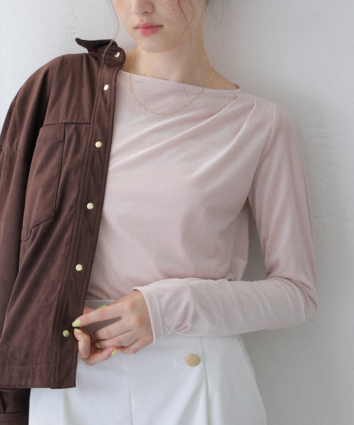 新品未使用　ラトータリテ　La Totalite ベロアドレープカットソー 洗える】ベロアドレープカットソー（Tシャツ／カットソー）｜La