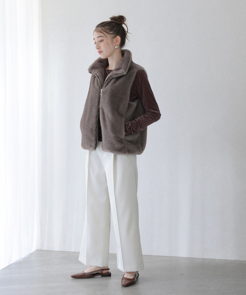 La TOTALITE（ラトータリテ）の「【洗える】ベロアドレープカットソー（Tシャツ/カットソー・レディース・ピンク/ブラック/ブラウン・FREE）」の7枚目の写真