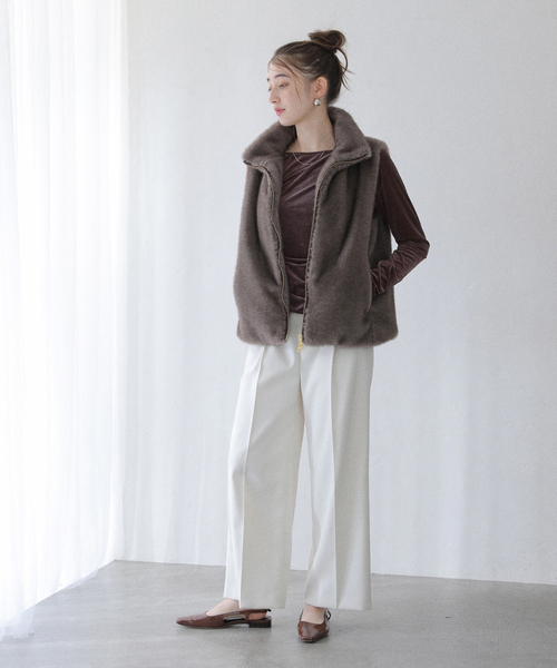 La TOTALITE（ラトータリテ）の「【洗える】ベロアドレープカットソー（Tシャツ/カットソー・レディース・ピンク/ブラック/ブラウン・FREE）」の8枚目の写真