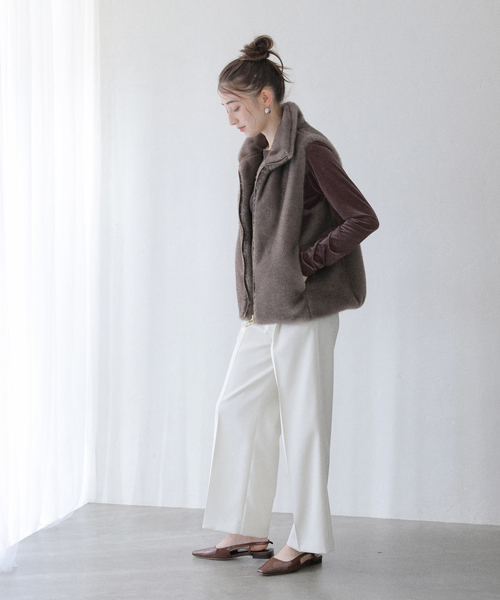 La TOTALITE（ラトータリテ）の「【洗える】ベロアドレープカットソー（Tシャツ/カットソー・レディース・ピンク/ブラック/ブラウン・FREE）」の9枚目の写真