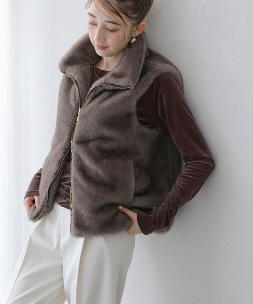 La TOTALITE（ラトータリテ）の「【洗える】ベロアドレープカットソー（Tシャツ/カットソー・レディース・ピンク/ブラック/ブラウン・FREE）」の10枚目の写真