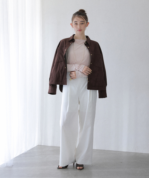 La TOTALITE（ラトータリテ）の「【洗える】ベロアドレープカットソー（Tシャツ/カットソー・レディース・ピンク/ブラック/ブラウン・FREE）」の12枚目の写真