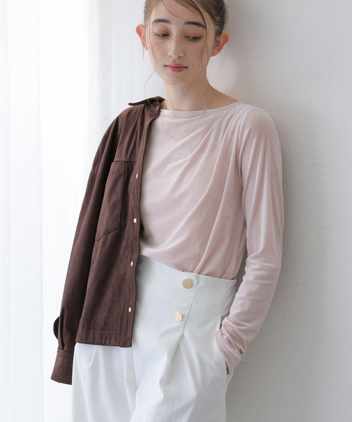 La TOTALITE（ラトータリテ）の「【洗える】ベロアドレープカットソー（Tシャツ/カットソー・レディース・ピンク/ブラック/ブラウン・FREE）」の15枚目の写真