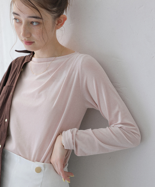 La TOTALITE（ラトータリテ）の「【洗える】ベロアドレープカットソー（Tシャツ/カットソー・レディース・ピンク/ブラック/ブラウン・FREE）」の16枚目の写真