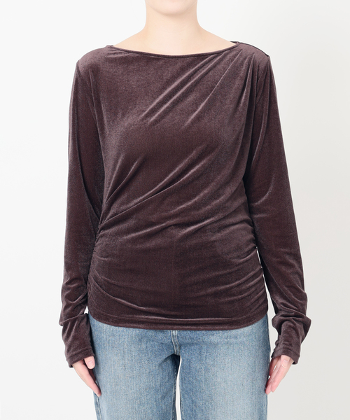 洗える】ベロアドレープカットソー（Tシャツ/カットソー）｜La