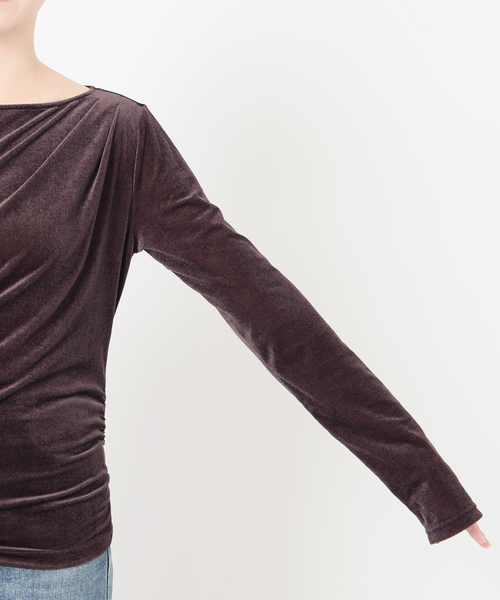 La TOTALITE（ラトータリテ）の「【洗える】ベロアドレープカットソー（Tシャツ/カットソー・レディース・ピンク/ブラック/ブラウン・FREE）」の21枚目の写真